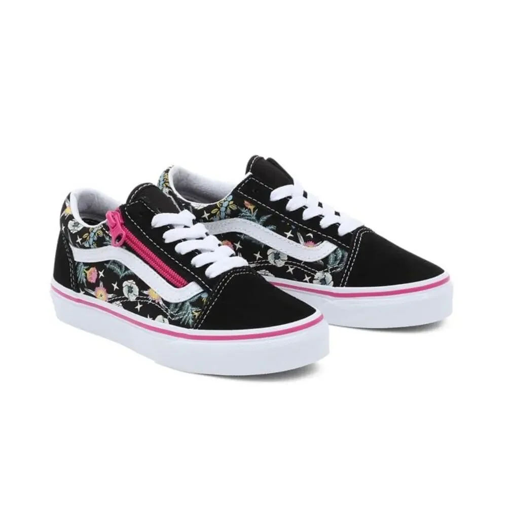 VANS OLD SKOOL ZIP KIDS FLORAL BLACK SIZE 2.5